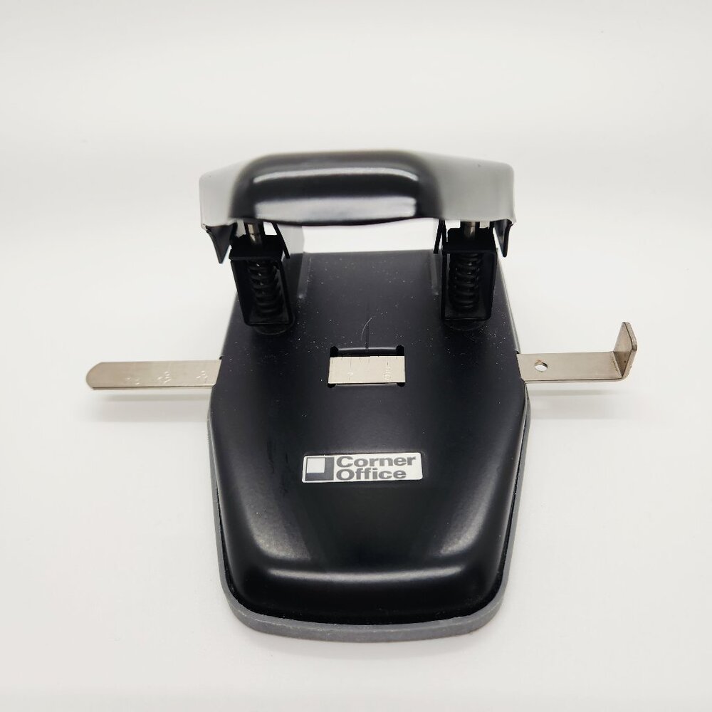 Corner Office Two Hole Punch Black Silver Works Good Legal Documents for Files